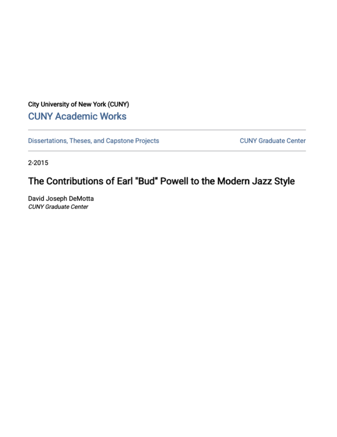 Cover of David Demotta's dissertation